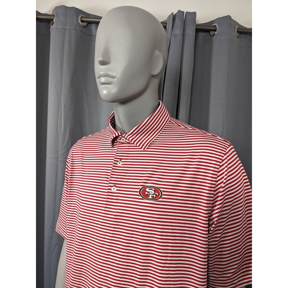 Vineyard Vines Performance  Shirt  Mens 2XL Red Striped San Francisco 49ers Golf